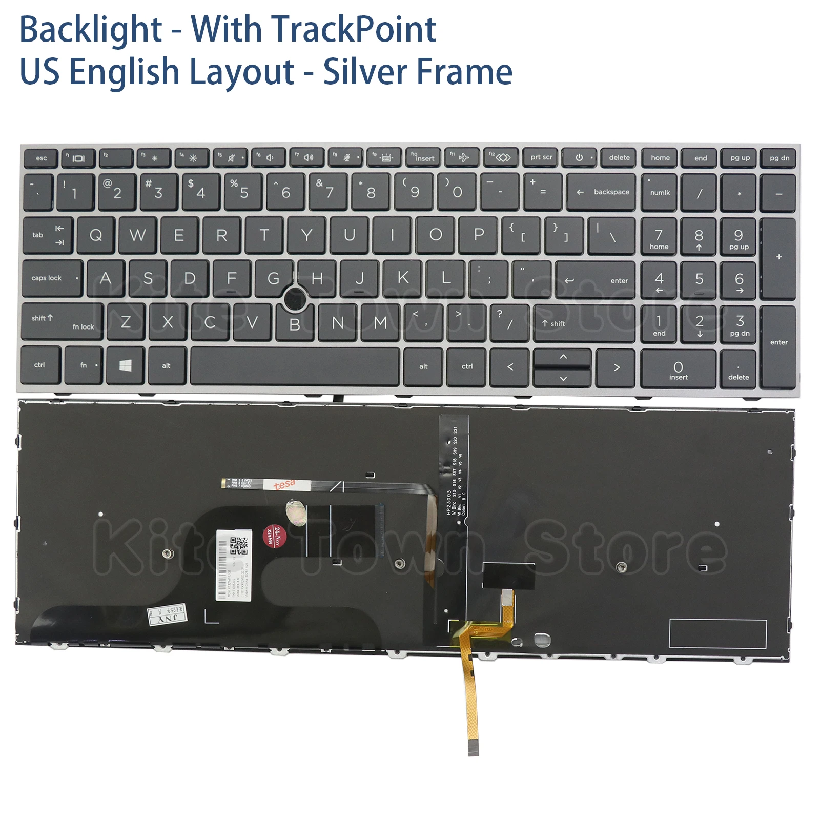 New US Laptop Keyboard Backlit for HP ZBook Fury 15 G7 Fury 15.6 G8 Silver Frame With TrackPoint