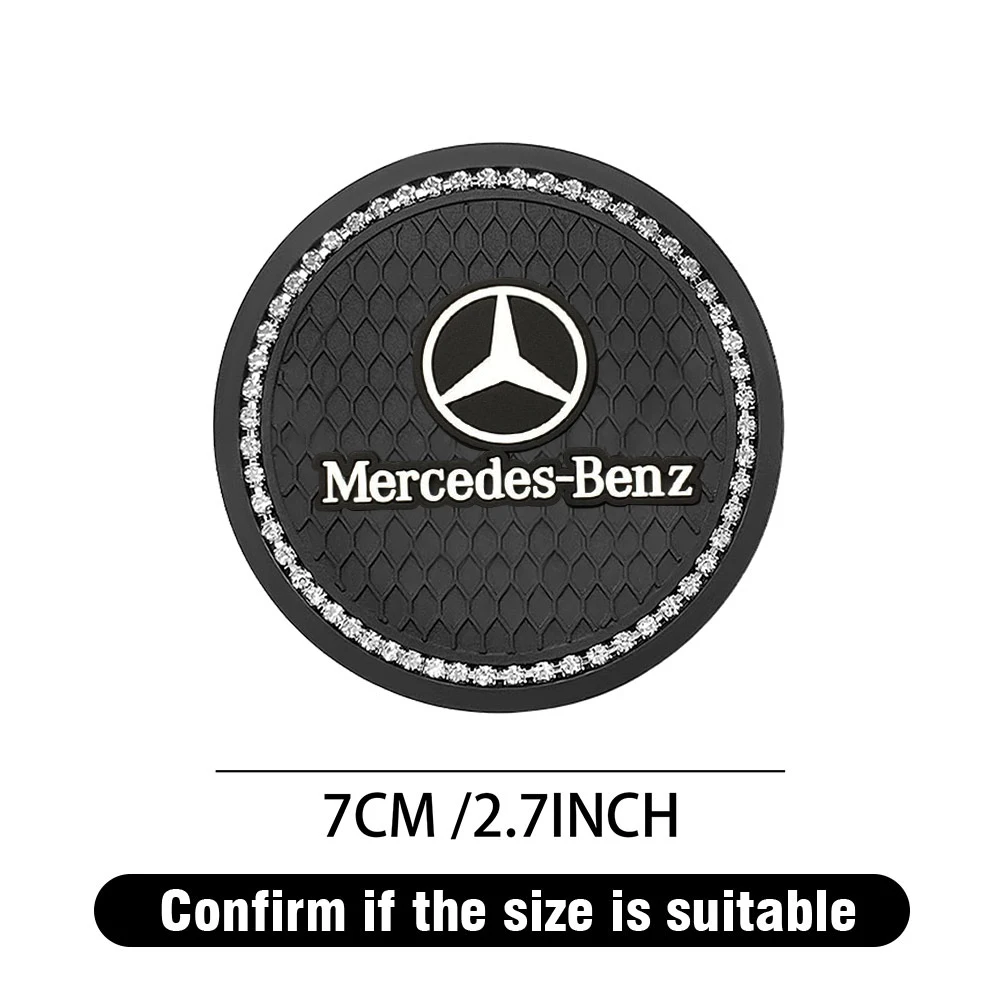 2pcs New Non-slip Car Water Cup Pad Rubber Mat For Mercedes Benz AMG A B GLC W108 W124 W169 W176 W177 W190 W201 C180 Accessories view 3