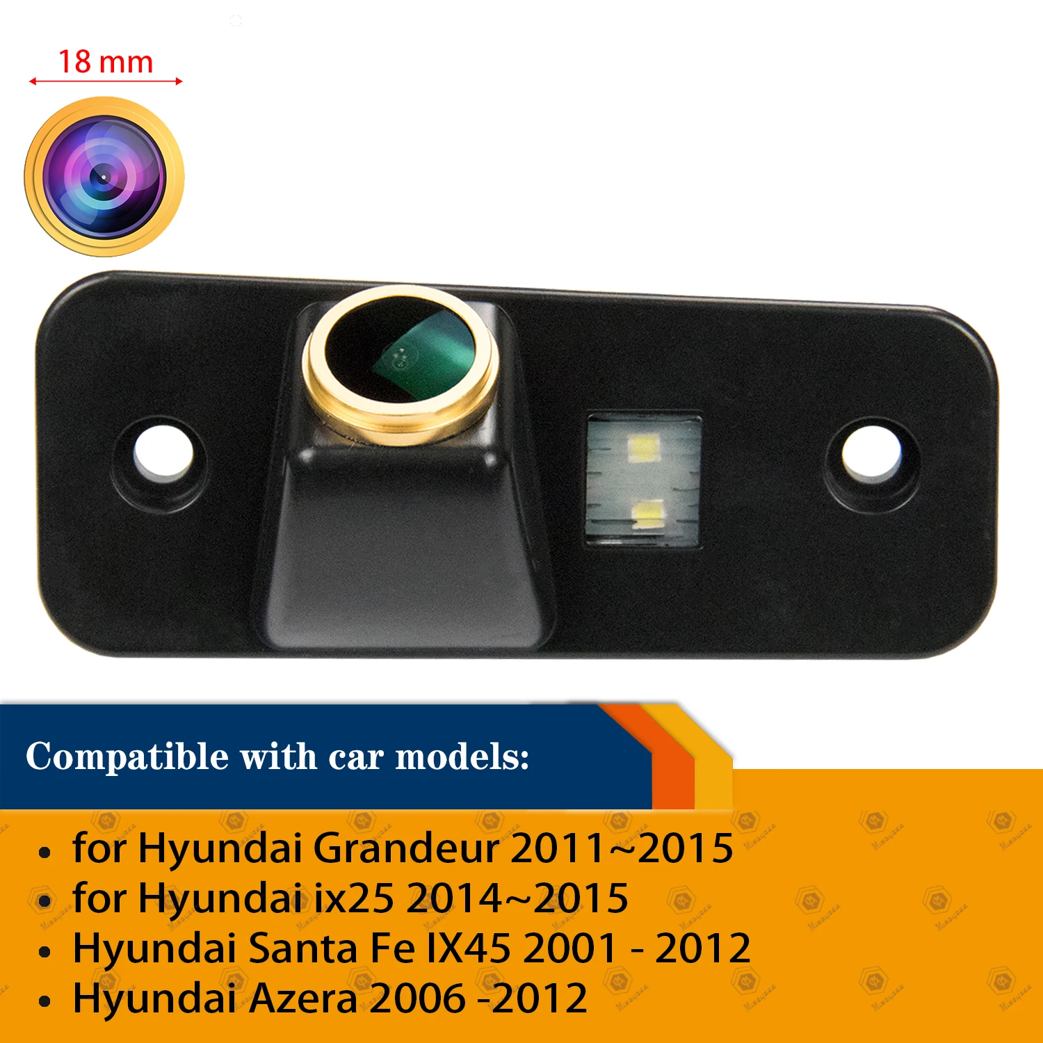 HD 720p Rear View Camera for Hyundai Azera/ Santa FE IX45/ Grandeur/ IX25 2009-2012, Reversing Backup License Plate Light Camera