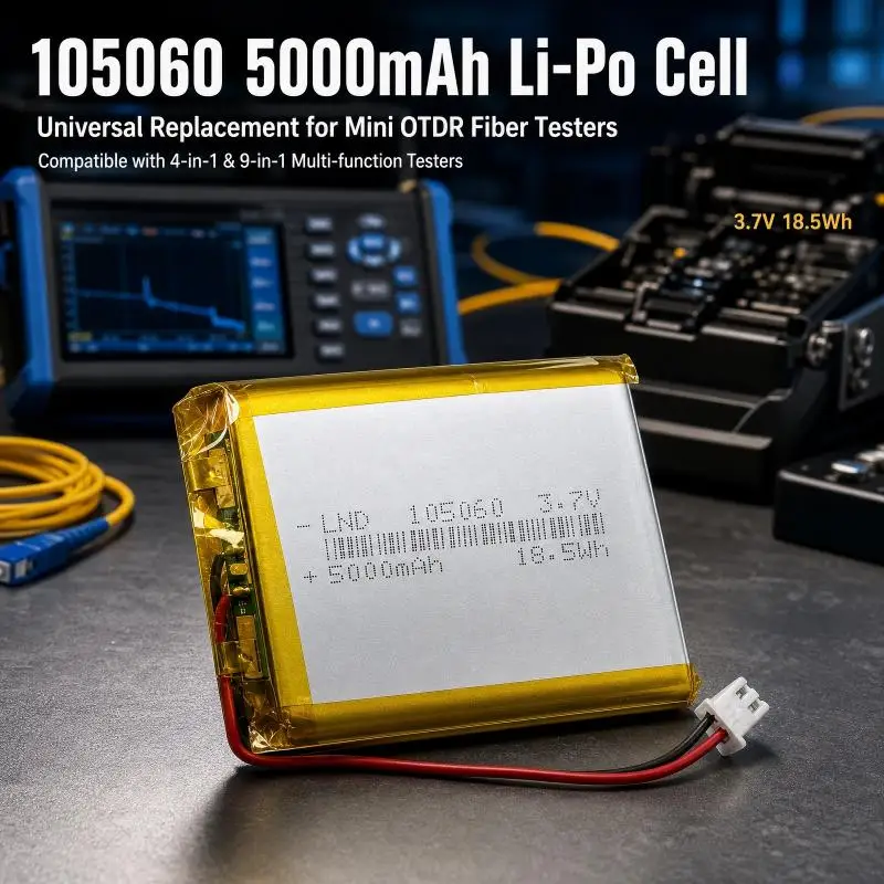 105060 Li-Polymer Battery 5000mAh Universal Replacement Cell for 4-in-1 & 9-in-1 Multifunctional Mini OTDR Fiber Optic Tester