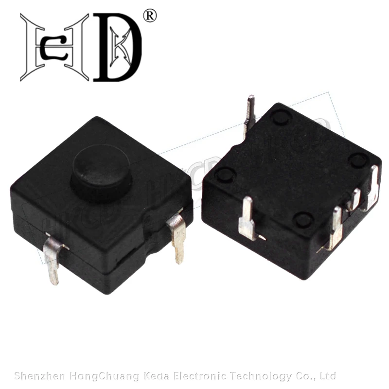5pcs 1212-315V 2 Pin Square Vertical DIP Self-Locking Push Button On Off Power Switch for Flashlight Small Electronics