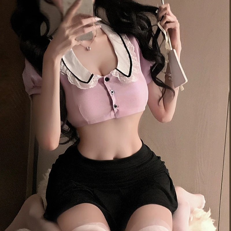 

Role Playing Cute Uniform Temptation Stage Sailor Costume Lace Top Miniskirt Set Sexy Lingerie Student Cosplay Adult Game Outfit