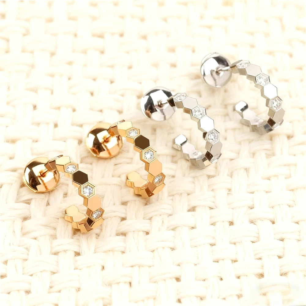 

2025 Новые элегантные аксессуары из розового золота в виде сот — стиль с бриллиантами — серьги с инкрустацией, новая мода, легкие - роскошные Высокое качество