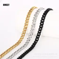 Basic Punk Stainless Steel 3,5,7mm Curb Cuban Necklaces For Men Women Black Gold Color Link Chain Chokers Solid Metal Jewelry