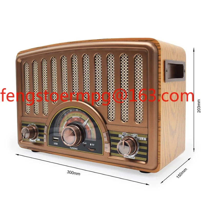 Wooden  Rechargeable Solar Panels Mobile Charging FM AM Sw Band USB/TF/BT Vintage Radio Speakers