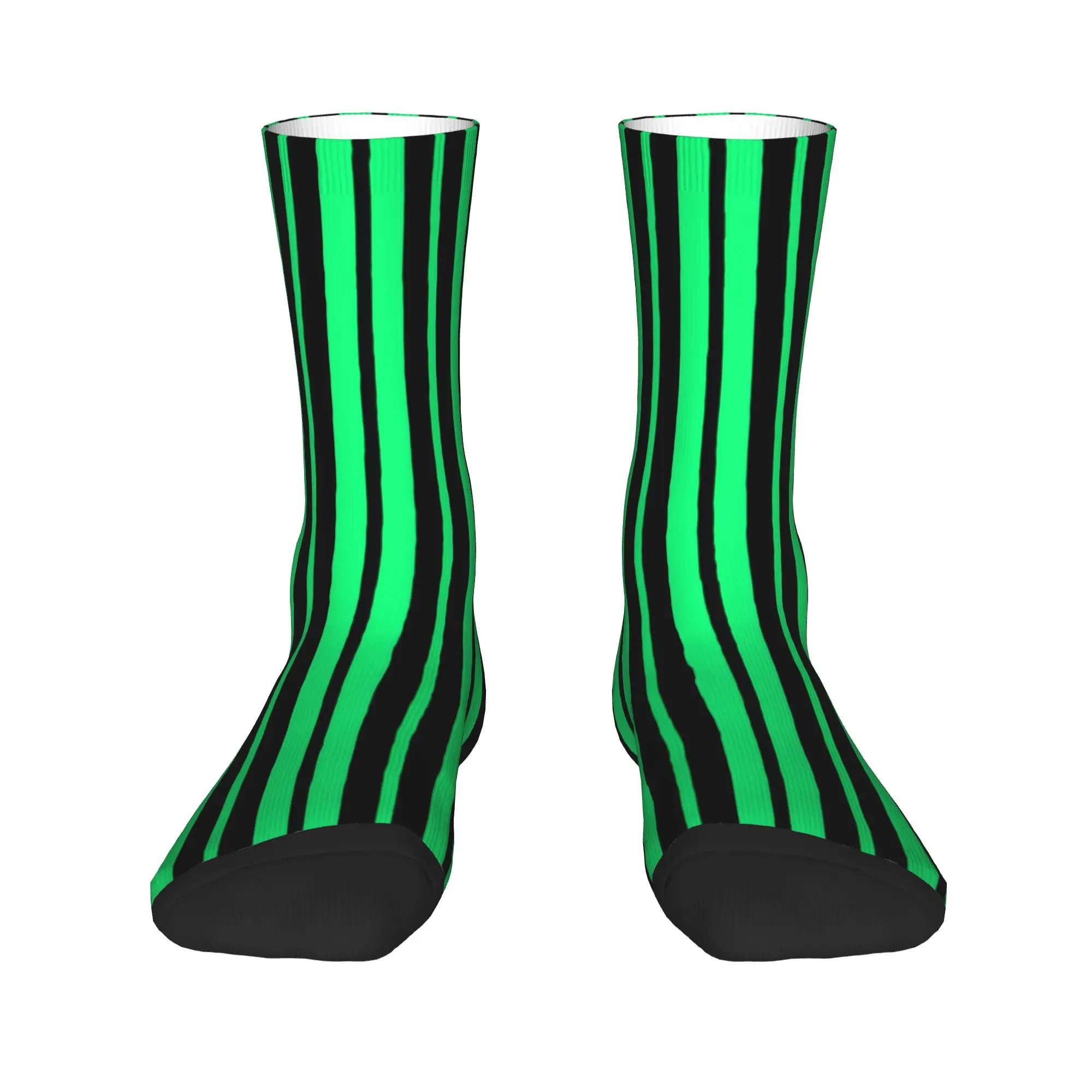 Neon Green Black Vertical Stripe Seamless Pattern Socks  Funny Stockings Autumn Non Skid Men Socks Soft Breathable Sports Socks