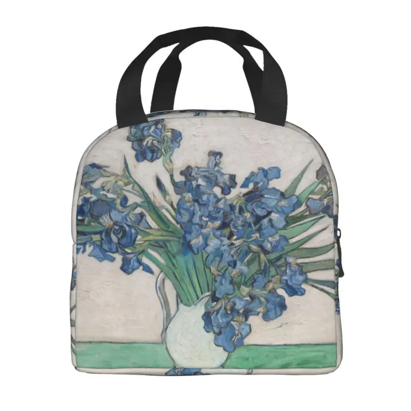 Vincent Van Gogh Irises Insulated Lunch Tote Bag for Art Painting Portable Thermal Cooler Food Lunch Box Work School Travel
