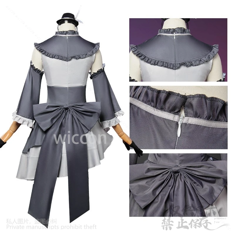 애니메이션 게임 블루 아카이브 코스프레 우타즈미 사쿠라코 코스튬 그레이 원피스 로리타 가발, 여자 크리스마스 할로윈 맞춤형