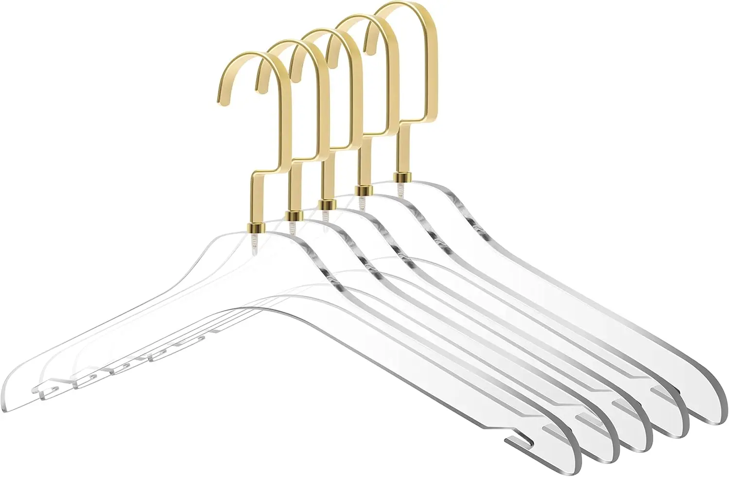 Quality Clear Acrylic Clothing Hangers – 50-Pack, Stylish Clothes Hanger With Matte Gold Hooks - Coat Hanger For Dress, Suit -