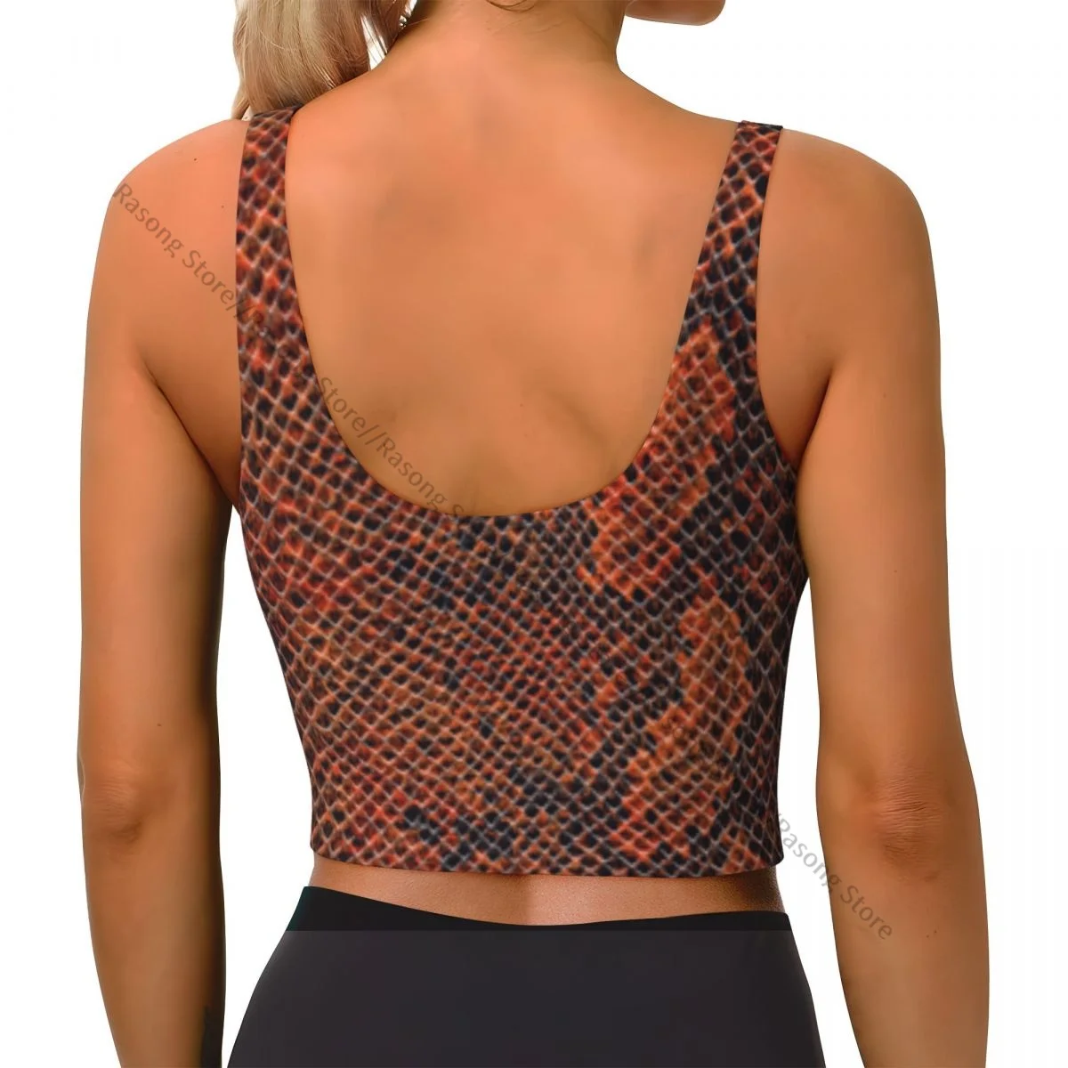 Yoga Vest Women Gym Sports Crop Tops Scaled Abstract Skin Streetwear Workout Breathable Tank Top Female