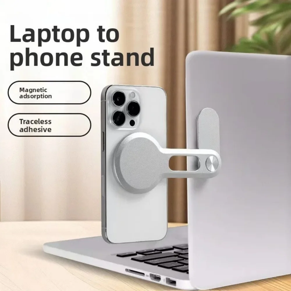 Magnetic Laptop Phone Holder 180° Foldable Monitor Side Mount for iPhone Samsung Xiaomi Computer Display Stand Cell Phone Holder