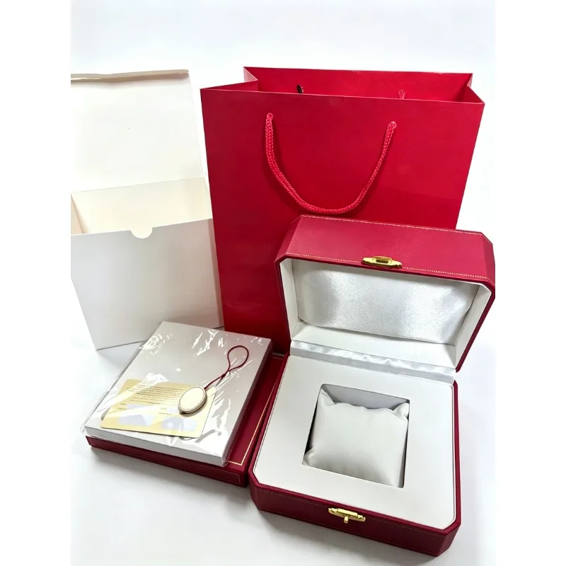 Red Watch Gift Box, Wristwatch Packaging Storage Case, Full Set Gift Box for Watch Present Packing