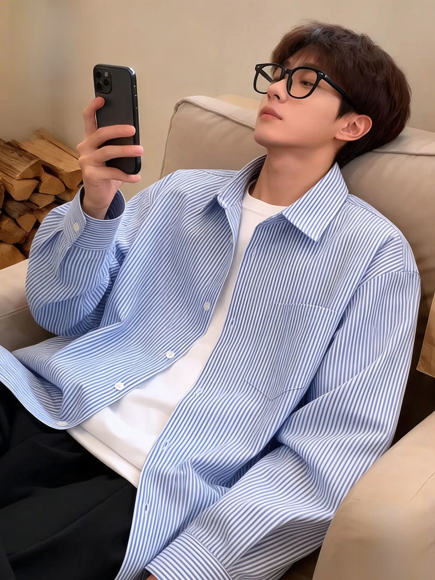 

Мужская рубашка-куртка Ox irt, новинка весны 2026, с вертикальными полосками, свободного кроя, с длинным рукавом, дышащая