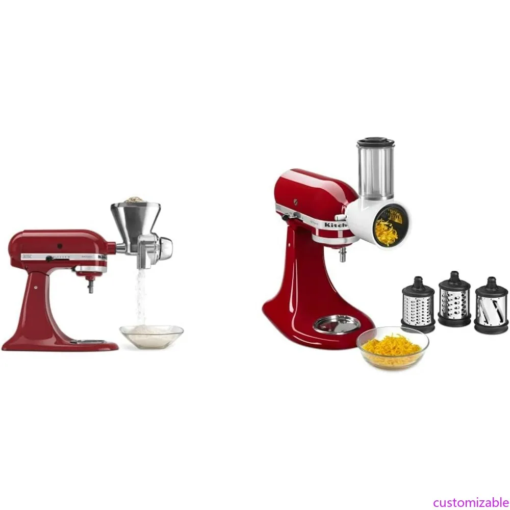 

Цельнометаллическая мельница для зерна KitchenAid и насадки для нарезки/измельчителя свежести белого цвета