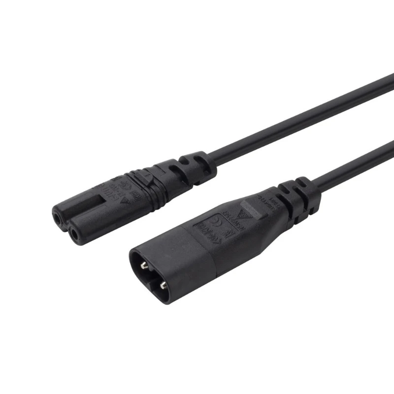 IEC320-C7 to C8 Figure 8 Power Adapter Extension Cable 2x0.75mm² Wire Gauge