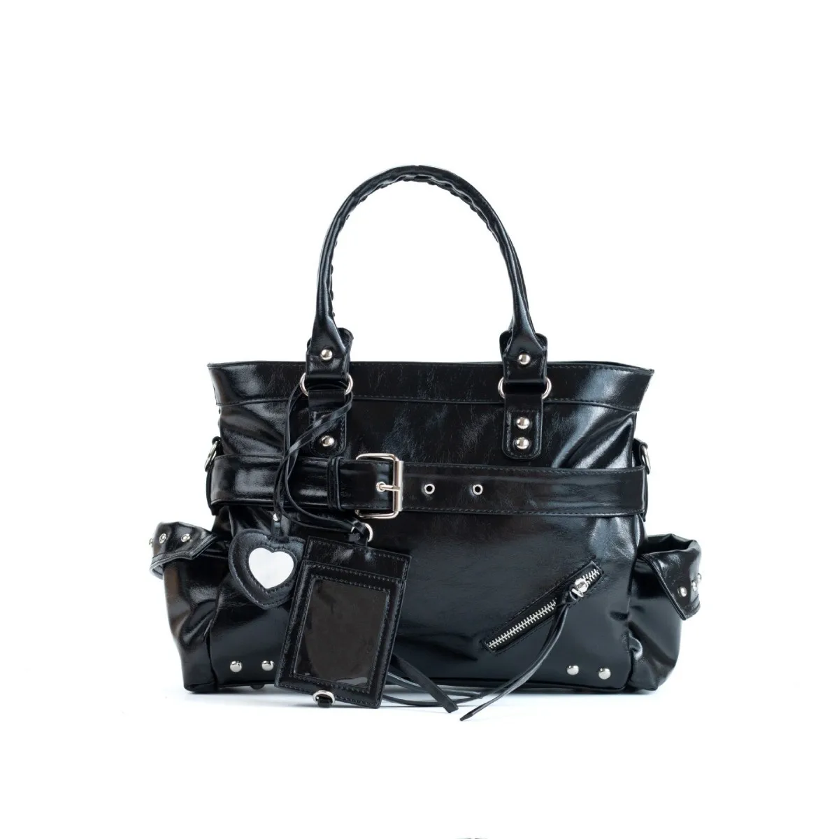 

Luxury Brand Handbag and Purse Rivet Soft PU Leather Shoulder Bag Black Totes Women Fashion Underarm Tote Bags