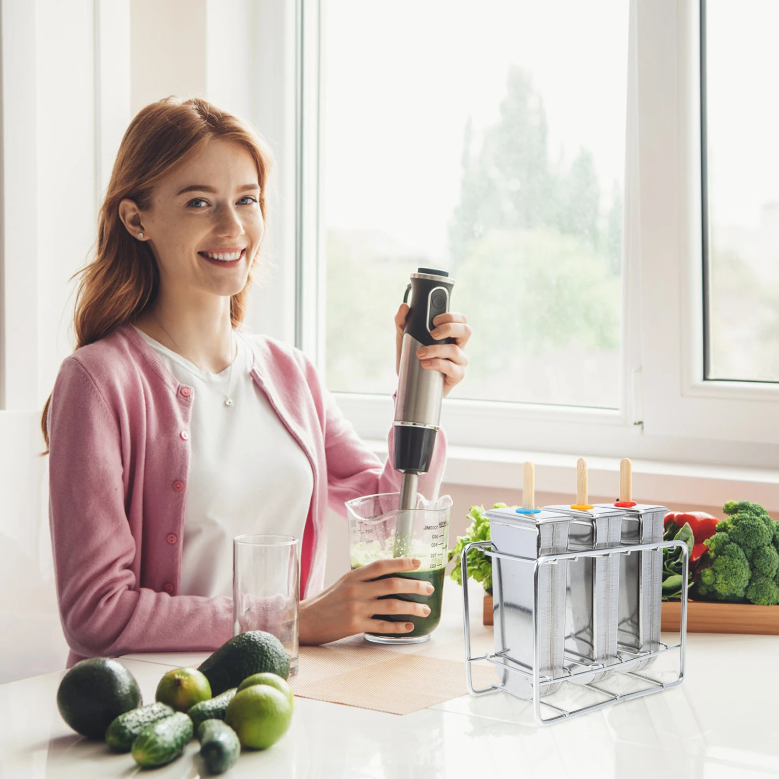 

1 set Stainless Steel Popsicle Mold Diy Ice Cream Making Tool Freezer Safe Summer Treat Popsicle Maker Ice Molds