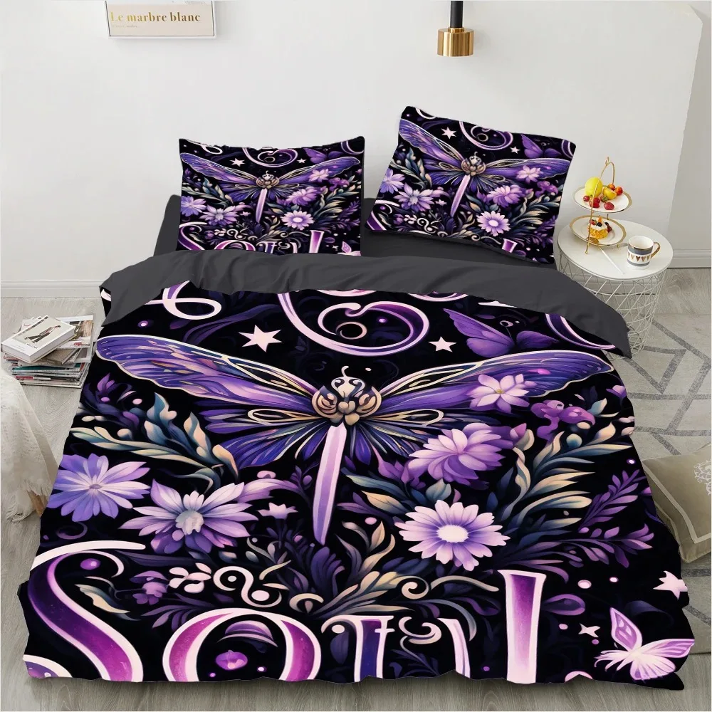 

Luxury Bedding Sets 3d Digital Printed Purple Bohemian Butterfly Duvet Cover Set Queen King Size Flower Comforter Bedspread