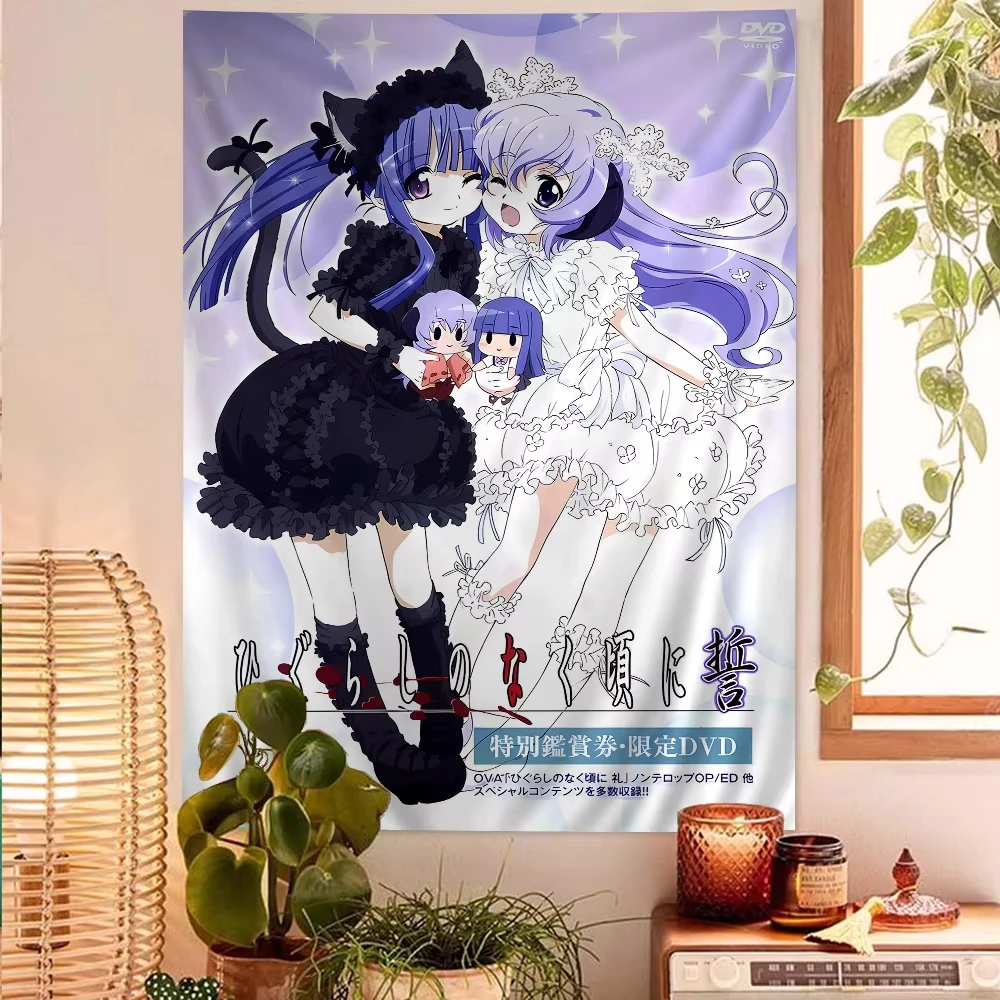 Higurashi cuando lloran tapiz de dibujos animados sala de ciencia ficción decoración del hogar arte decoración del hogar tapiz del dormitorio del hogar