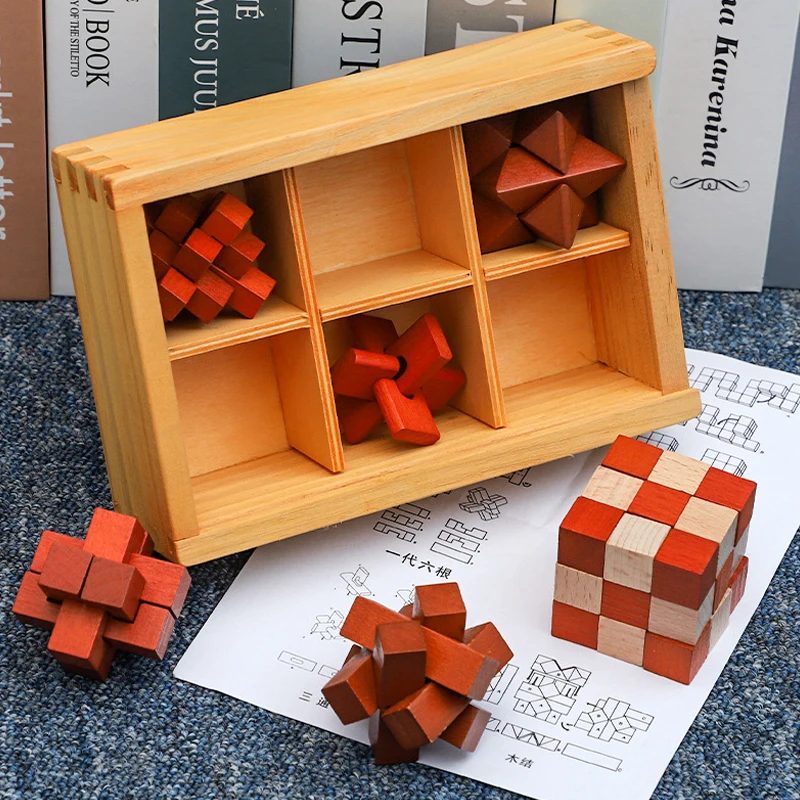 Luxe Luban Lock Box Houten Brain Teasers Puzzels Voor Volwassenen Kinderen Iq Test Mind Game Speelgoed Ontgrendelen Interlock Game Klassiekers Geschenken