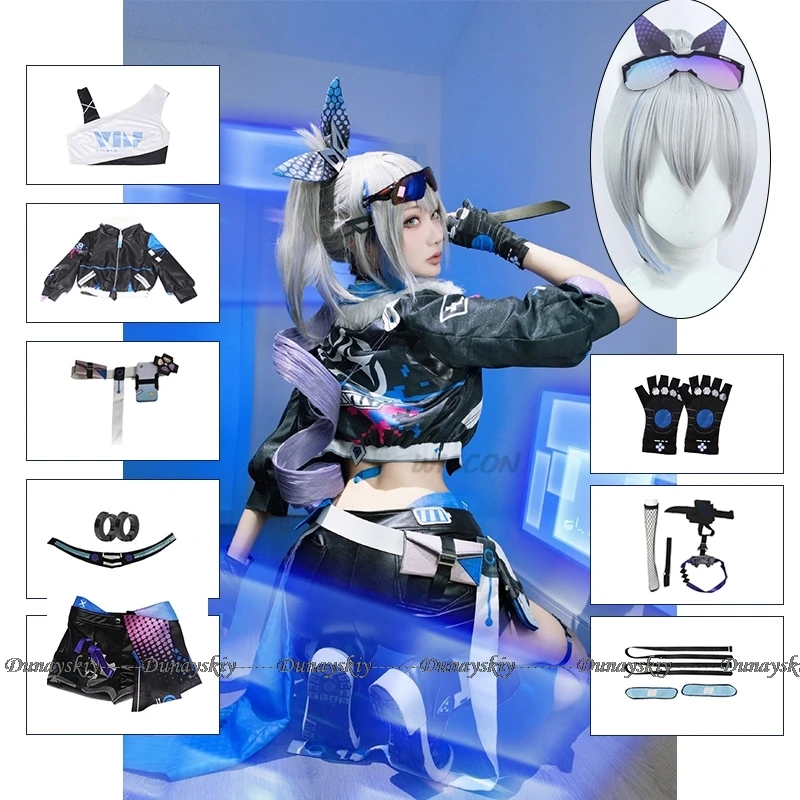 game Silver Wolf Honkai Star Rail Cosplay Costume Wig Anime Game Uniform Stellaron Hunters Hacker Halloween Party for Women