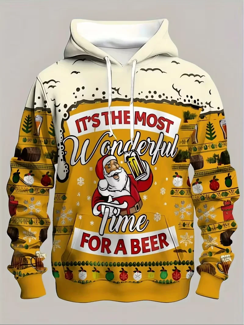 طباعة كاملة عيد الميلاد سانتا كلوز الجرافيك هوديي للرجال النساء البلوفرات المتضخم بلوزات الجمجمة سانتا كلوز هودي رياضية #3