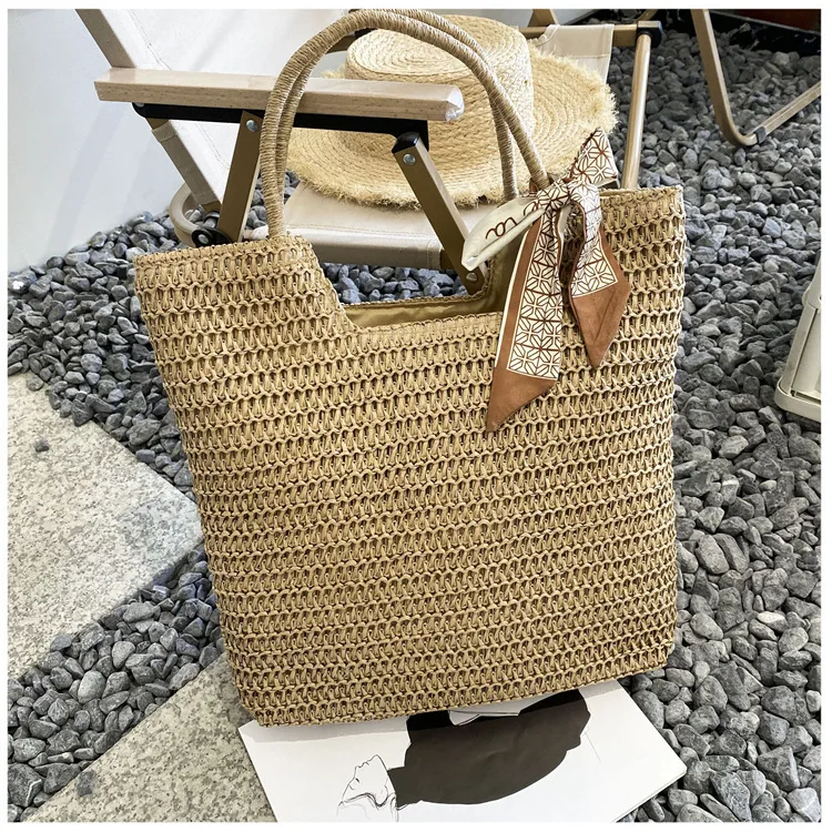 New Paper Rope Braided Bag Fashion Shoulder Straw Portable Large Capacity Beach Bags for Women Hot Selling Free Shipping