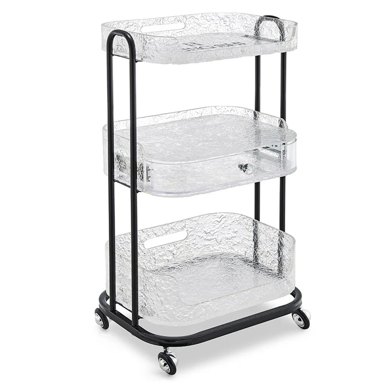 Beauty salon special high-end storage mobile tool cart, multi-functional nail art embroidery storage three-layer mobile rack