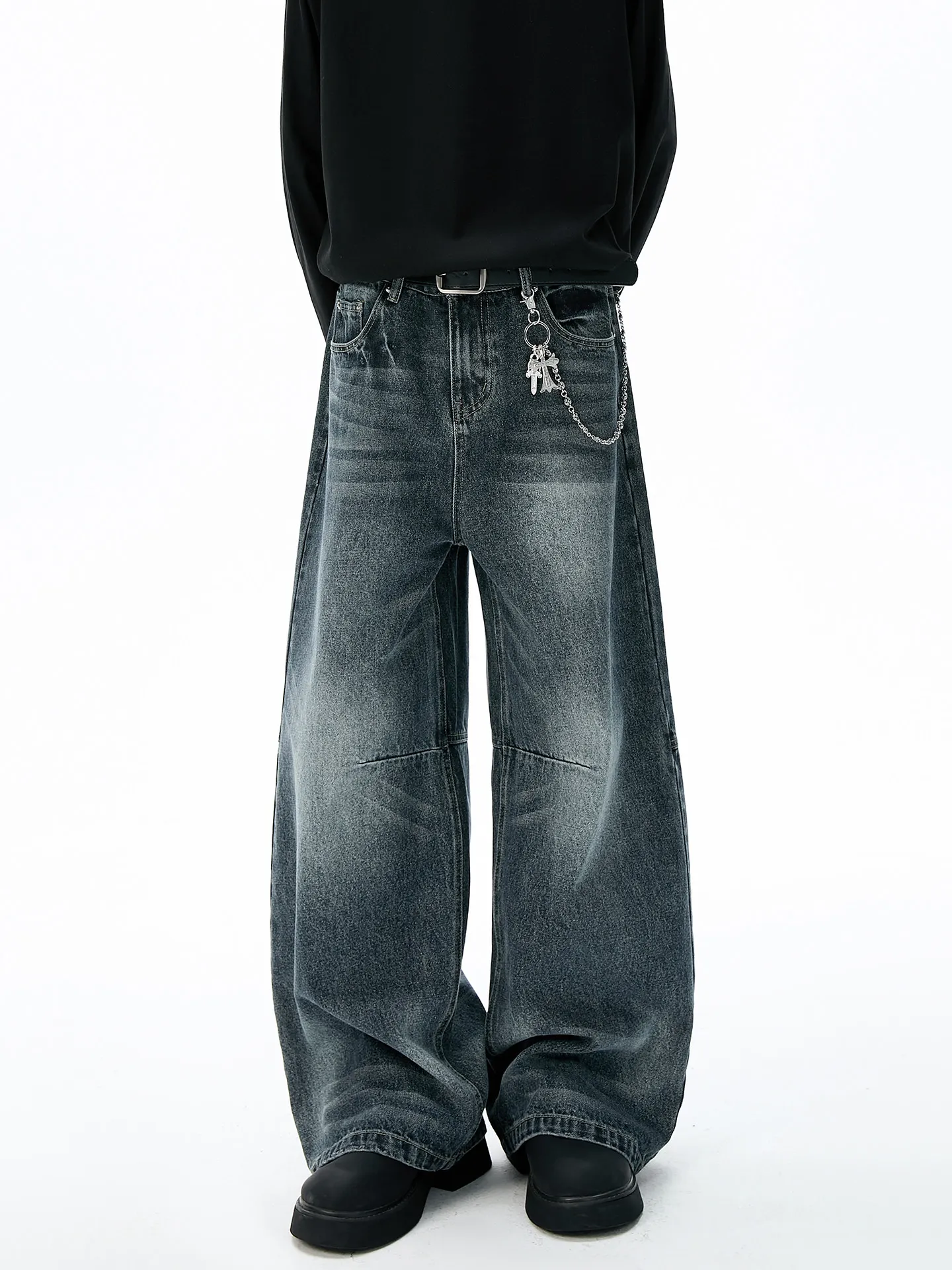 

Мужские винтажные джинсы прямого кроя из денима, весна 2026, в американском стиле, свободные, повседневные, длинные брюки, без бренда