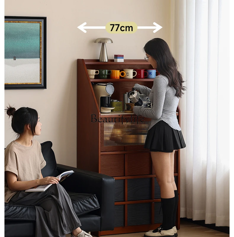 

Xiaowan medieval solid wood dining side tea cabinet living room retro coffee integrated locker