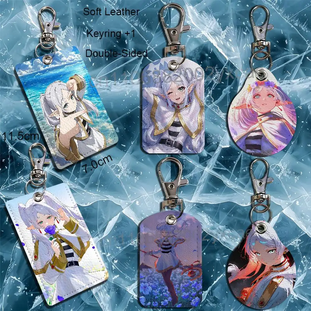 

Silver hair and green eyes Frieren Holder For Bank Business Work Card Holder Student Card Case Bus Card Keychain