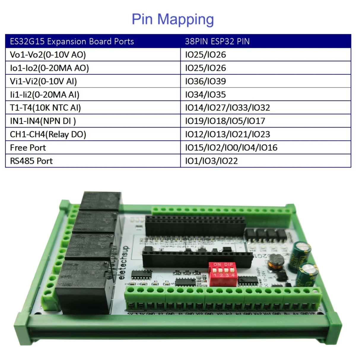

ESP32-DevKitC Smart Home Expansion Board NTC Temperature Collection Current Voltage Input Output Relay Switch for Arduino MQTT