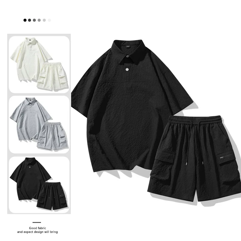 

Men's Quick Drying Polo Shirt Set 2025 Summer Loose Short Sleeved Breathable and Moisture Wicking Casual Wear Men's Clothing