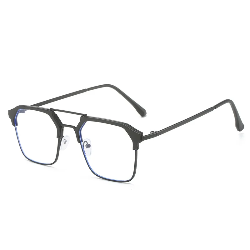 Photochrome Anti-Strahlungs-Blaulichtfilter-Brille, quadratischer Metallrahmen, Computerbrille für Damen und Herren, austauschbare Gläser – Detail 6