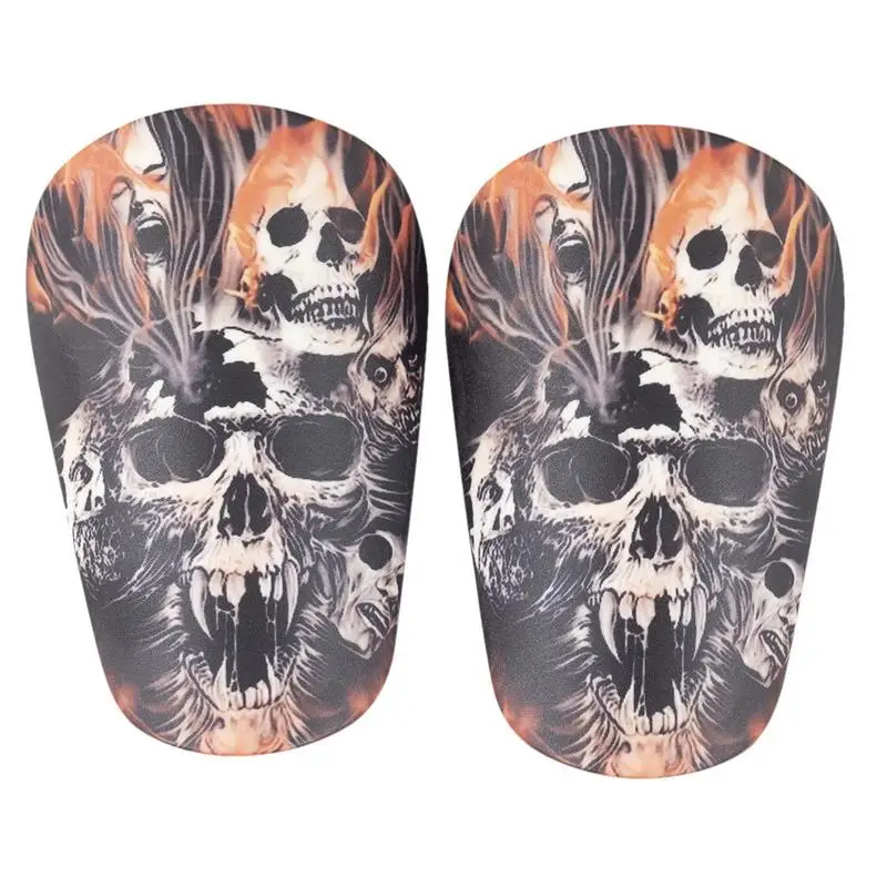 Leg Protector Football Football Training Shin Guards With Skull And Flame Graphic Halloween Sportswear Accessory Breathable Shin