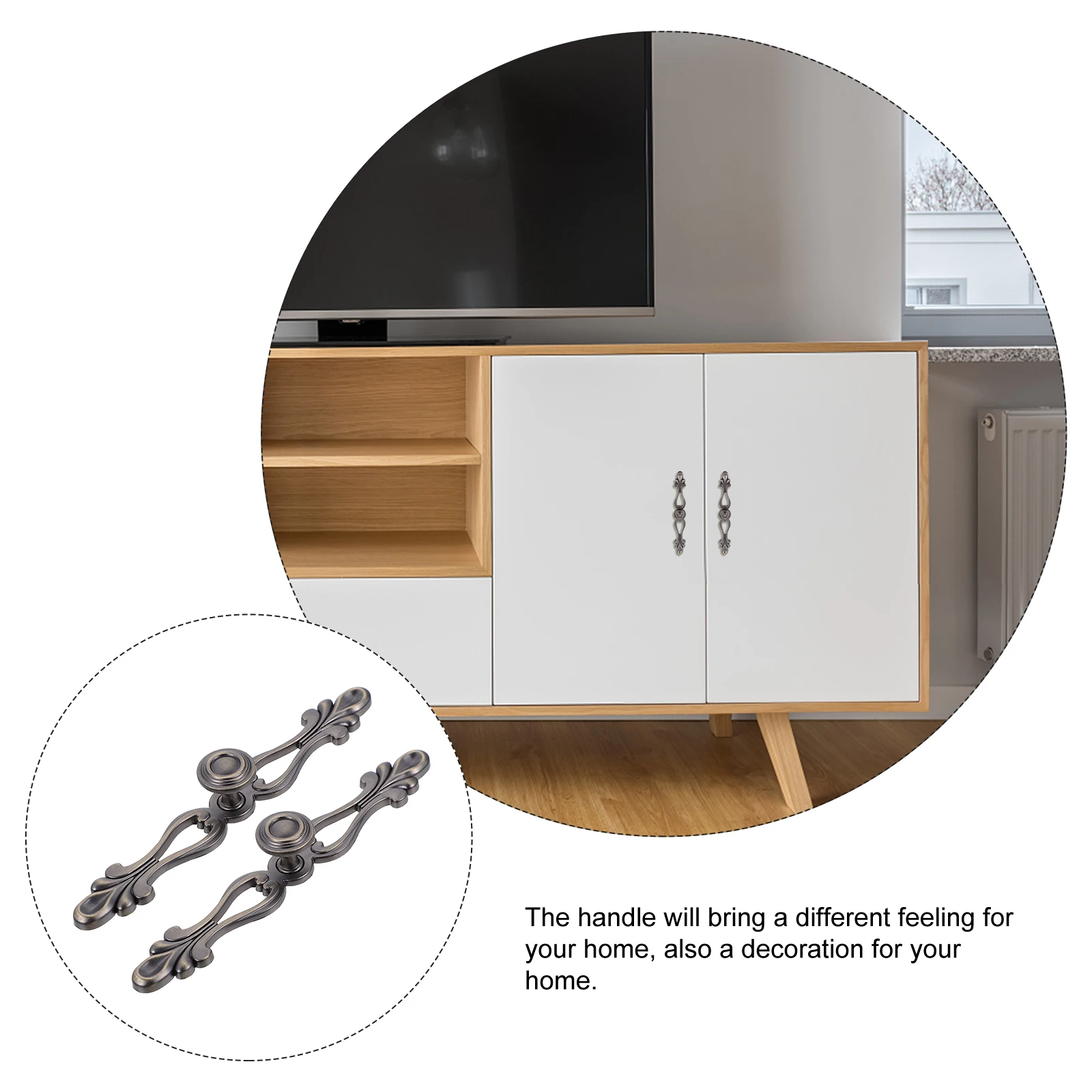 

2Pcs Copper Wardrobe Handles Retro Type Durable Zinc Alloy Drawer Pulls for Cabinet Dresser European Style Home Decor