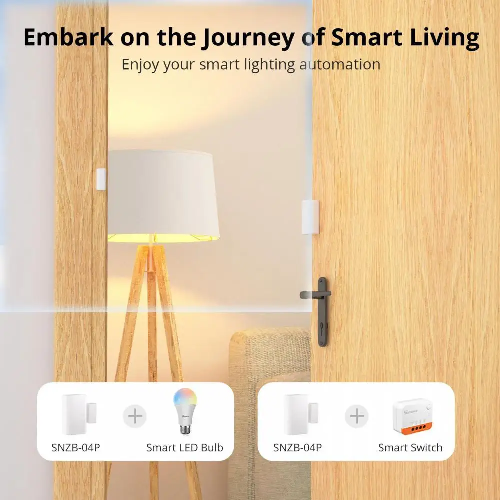 SONOFF-Sensor Zigbee de Porta e Janela, Alarme de Segurança Doméstica, Local Smart Scene, Funciona com Alexa, Google Home, SNZB-04P