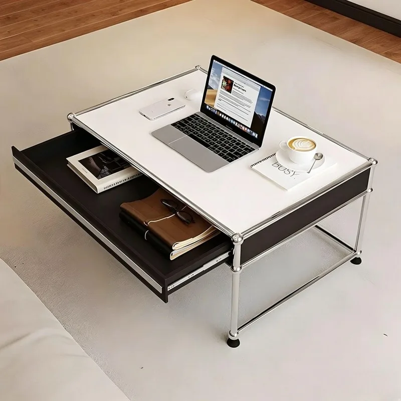 Living room stainless steel coffee table, household sofa side cabinets, small apartment side square tea table