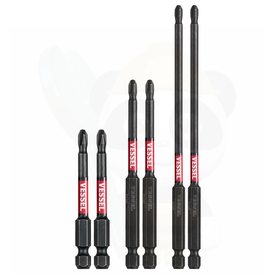 VESSEL SS3520 Phillips Step Impact Bits 2Pcs PH2 70/100/150mm MG Magnetic No Slipping Multiple Sizes Sold Separately