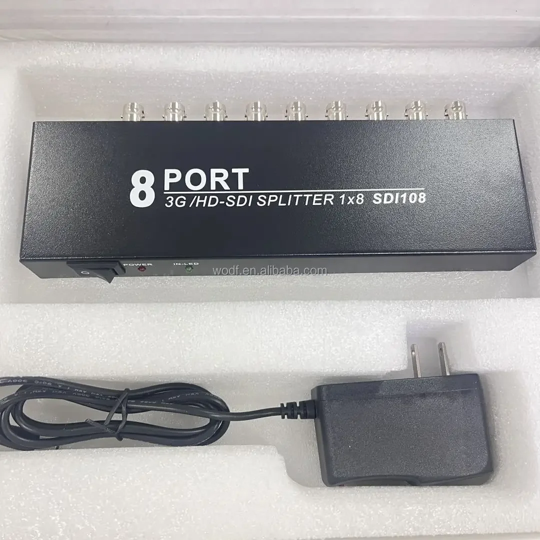 SDI Splitter  1x8  1 in 8 Out Splitter 8-way Distributor 1-8 Full HD 1080p 8 Ports BNC Connectors Sdi Splitter