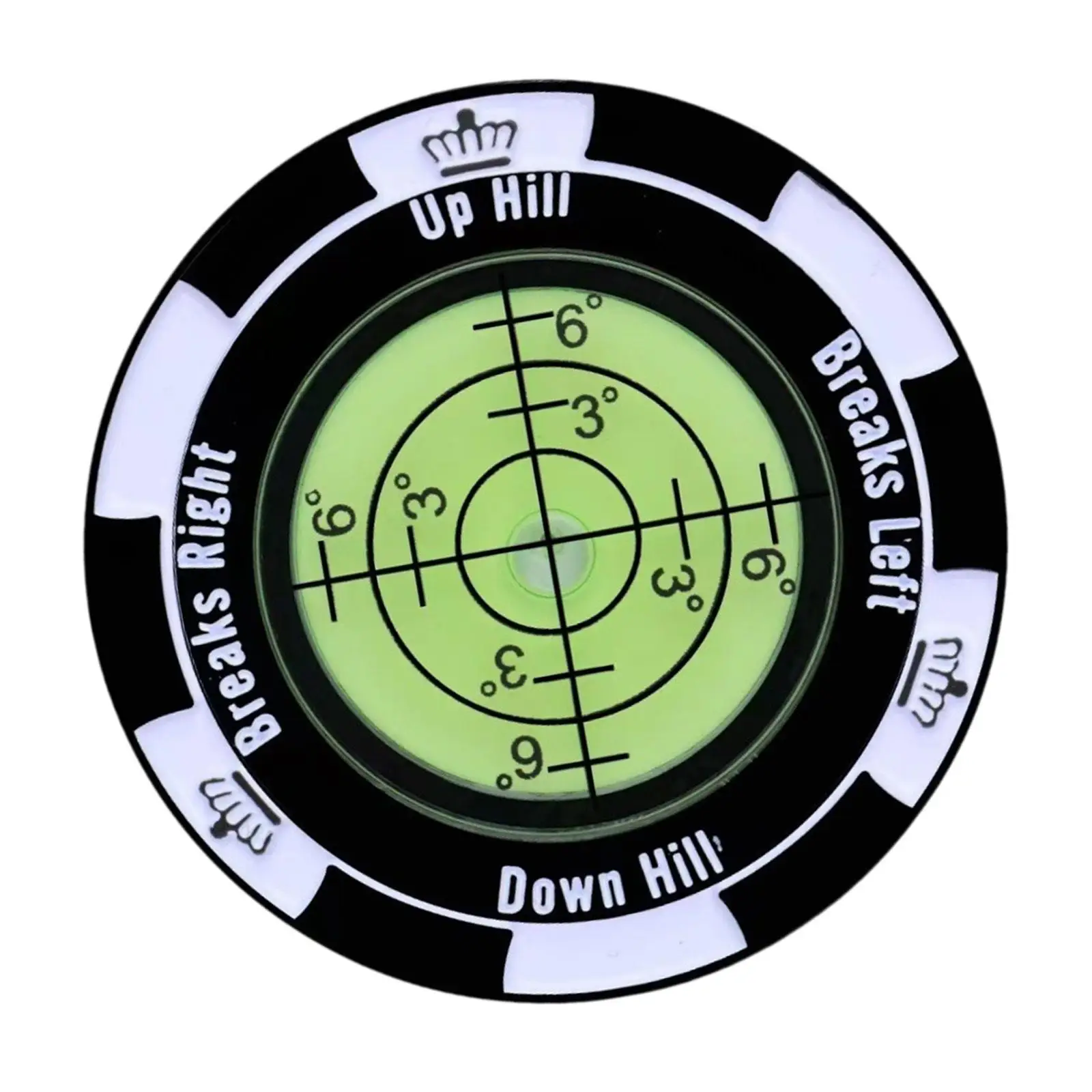 علامة كرة الجولف المستديرة على مستوى الفقاعات عالية الدقة لوضع القارئ الأخضر للجولف باللون الأسود #1