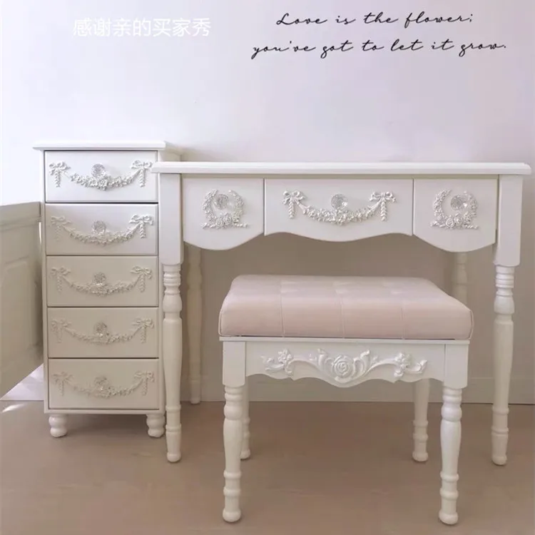 Penteadeira integrada para quarto, Penteadeira, mesa de livro, armรกrio de armazenamento moderno, estilo europeu, francรชs, de pequeno porte