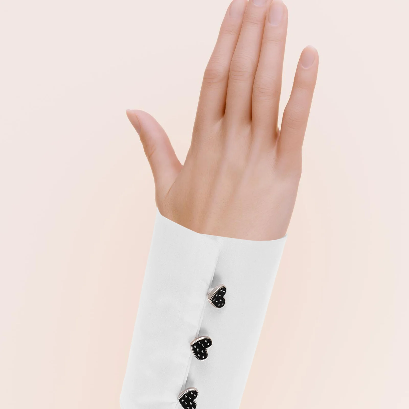 1 زوج انفصال كم وهمية قميص الأصفاد للنساء الأبيض الذراع الأصفاد القلب زر ديكور مكتب ارتداء الموضة الطبقات نظرة #1