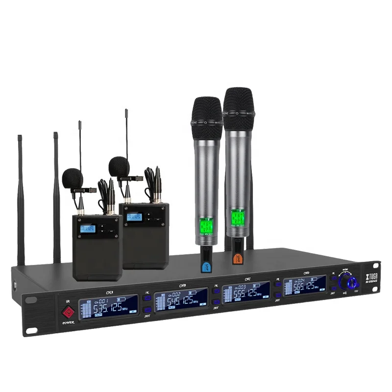 Xtuga M-6604S 260ft  390ft  dual mode 4 channel wireless microphone uhf mic