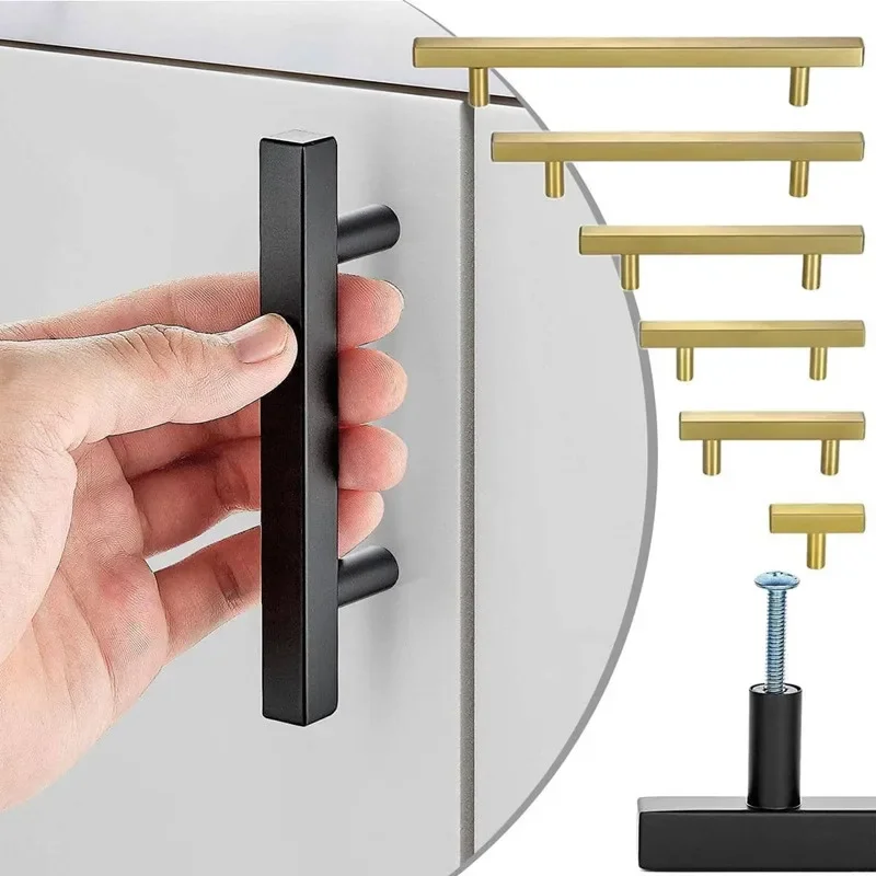 Golden/Black/Silvery Square Cabinet Pulls Stainless Steel Kitchen Drawer Pulls Cabinet Handles Drawer Knobs Door Knob