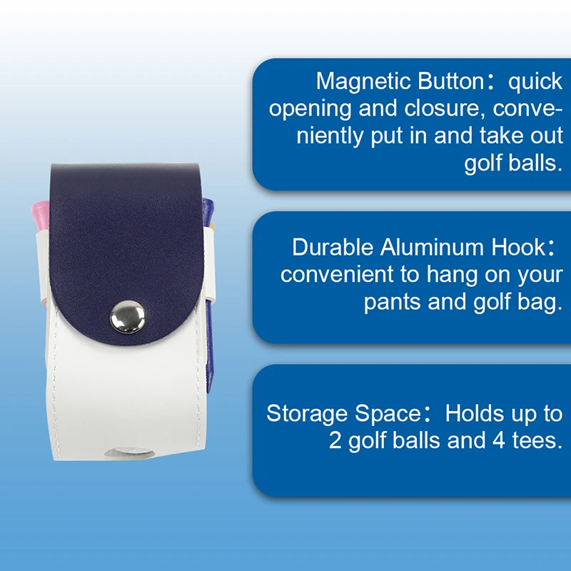 Mini Golf Ball Bag Leather Golf Tee Bag Pouch Portable Pocket Hang on Waist Belt Tee Holder Golf Accessories