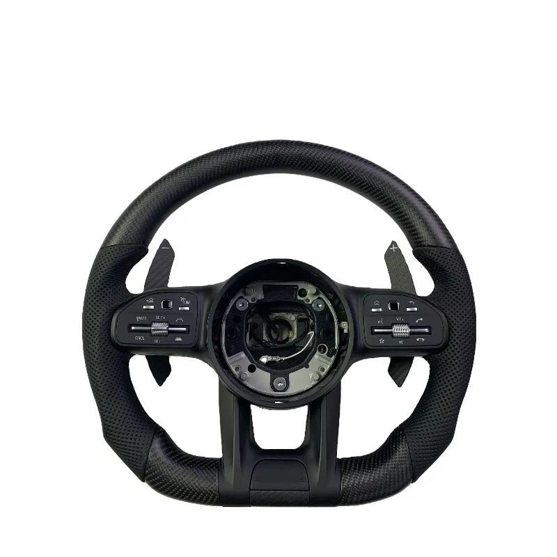 For Carbon Fiber Mercedes C-Class W177 Steering Wheel for W204/W211/W213/W205/C63/E63/S63/G63/G65/GTS/GTR/GLA/GLB-Perforated