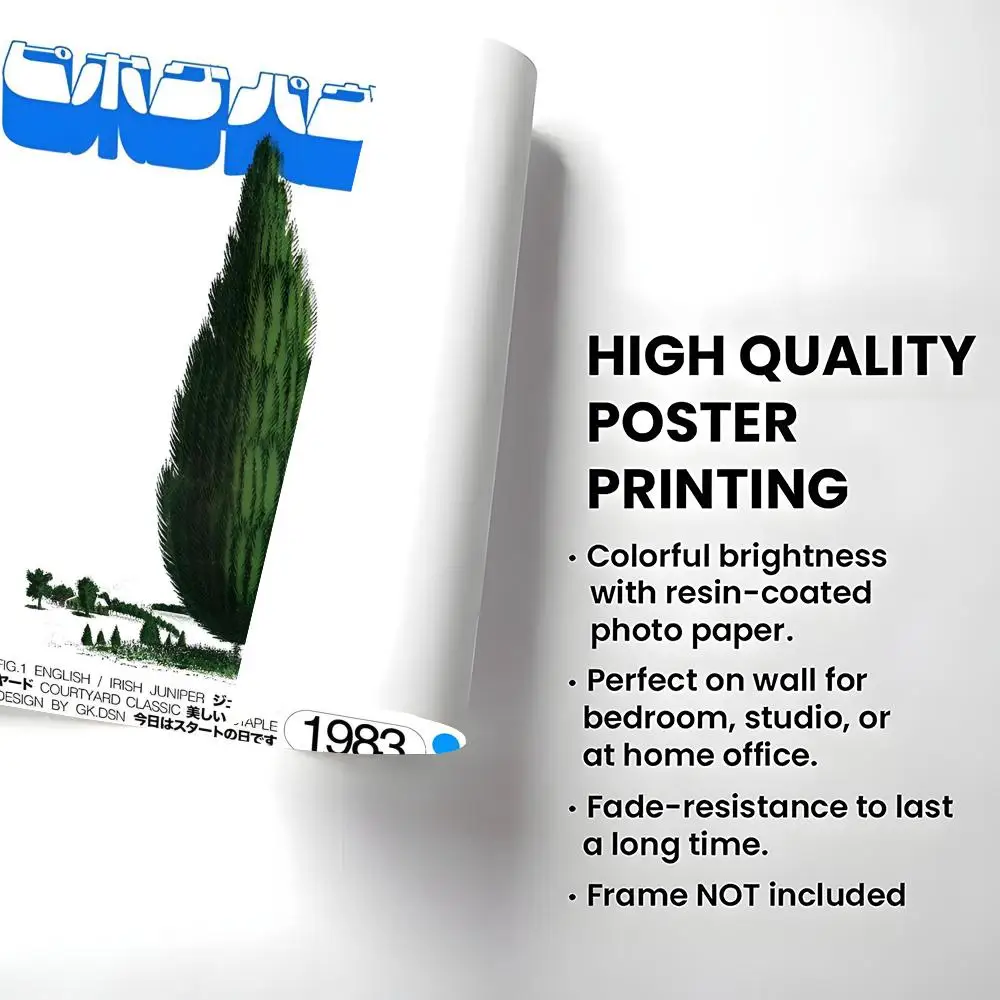 Japoński Plakat Vintage z Różami, Owocami i Drzewami, Łatwy w Montażu, Samoprzylepny, Dekoracja Ścienna HD, Wodoodporny, Odporny na Rozdarcia, Do Domu, Sypialni