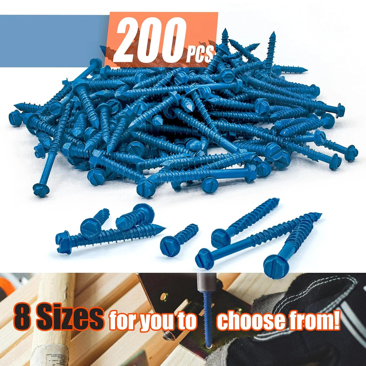 

220 wood screws, 3/16 inch 1/4 inch flat-head wood screws set, length ranging from 1-1/4 inches to 3-1/4 inches