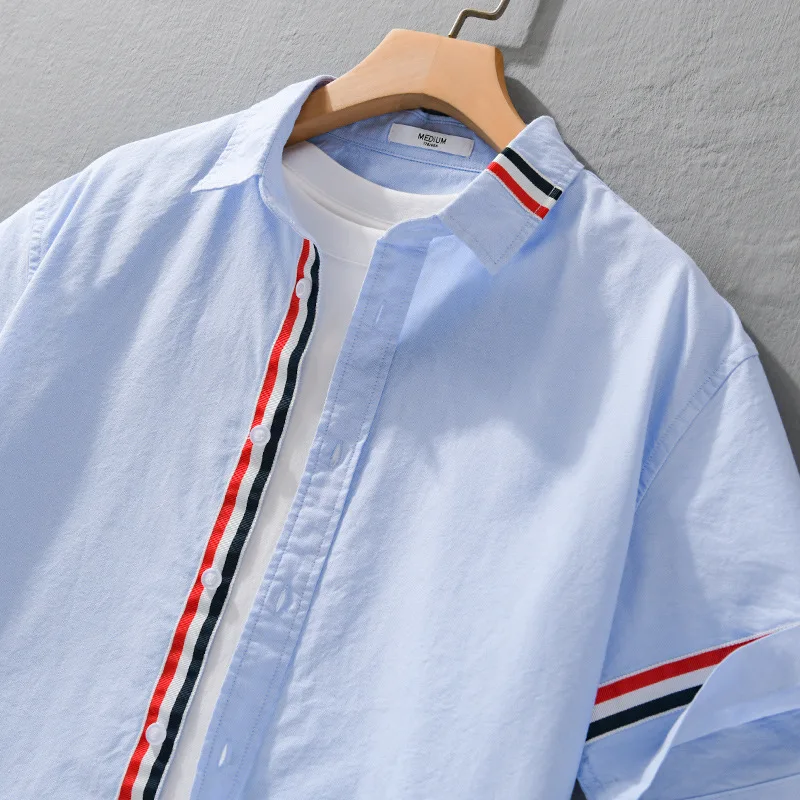 Summer men's fashion urban short sleeved shirt trend casual, loose and versatile, fresh and high-end, handsome men's shirt
